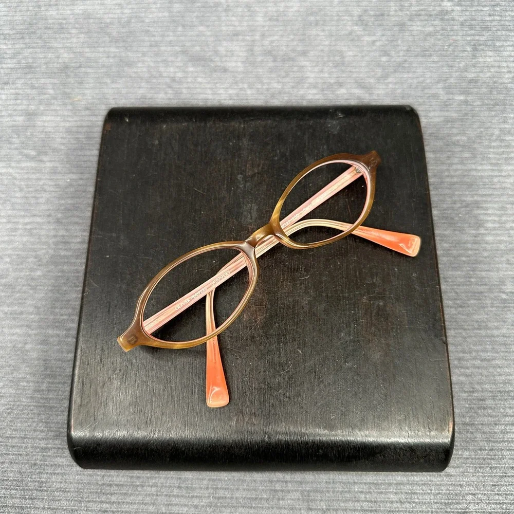 Oliver Peoples Carina Y2K Eyeglasses Brown Peach Cat Eye Frames 47-17-130 OTRP